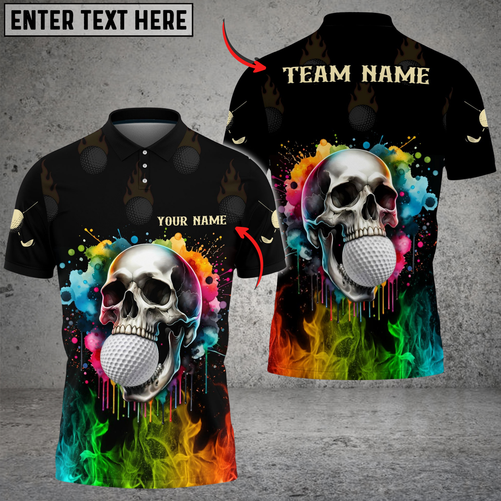 Blisscorners Flaming Golf Skull Personalized Name, Team Name 3D Unisex Shirt