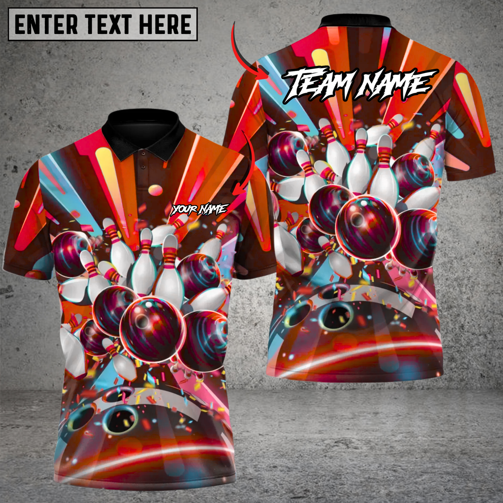 Blisscorners Infinity Strike Bowling Multicolor Customized Name, Team Name 3D Shirts