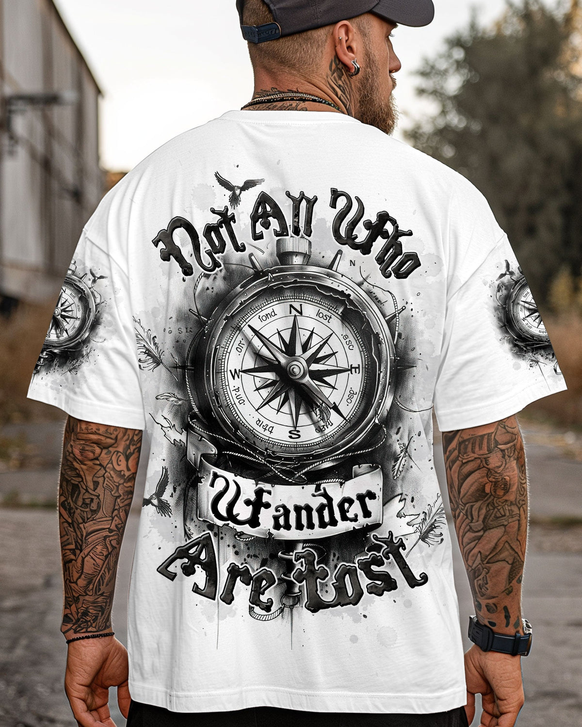 BLISSCORNERS NOT ALL WHO WANDER ARE LOST COMPASS ALL OVER PRINT