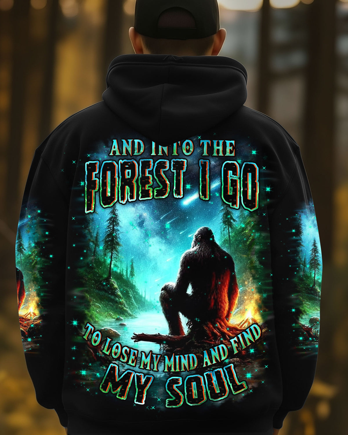 BLISSCORNERS AND INTO THE FOREST I GO BIGFOOT ALL OVER PRINT