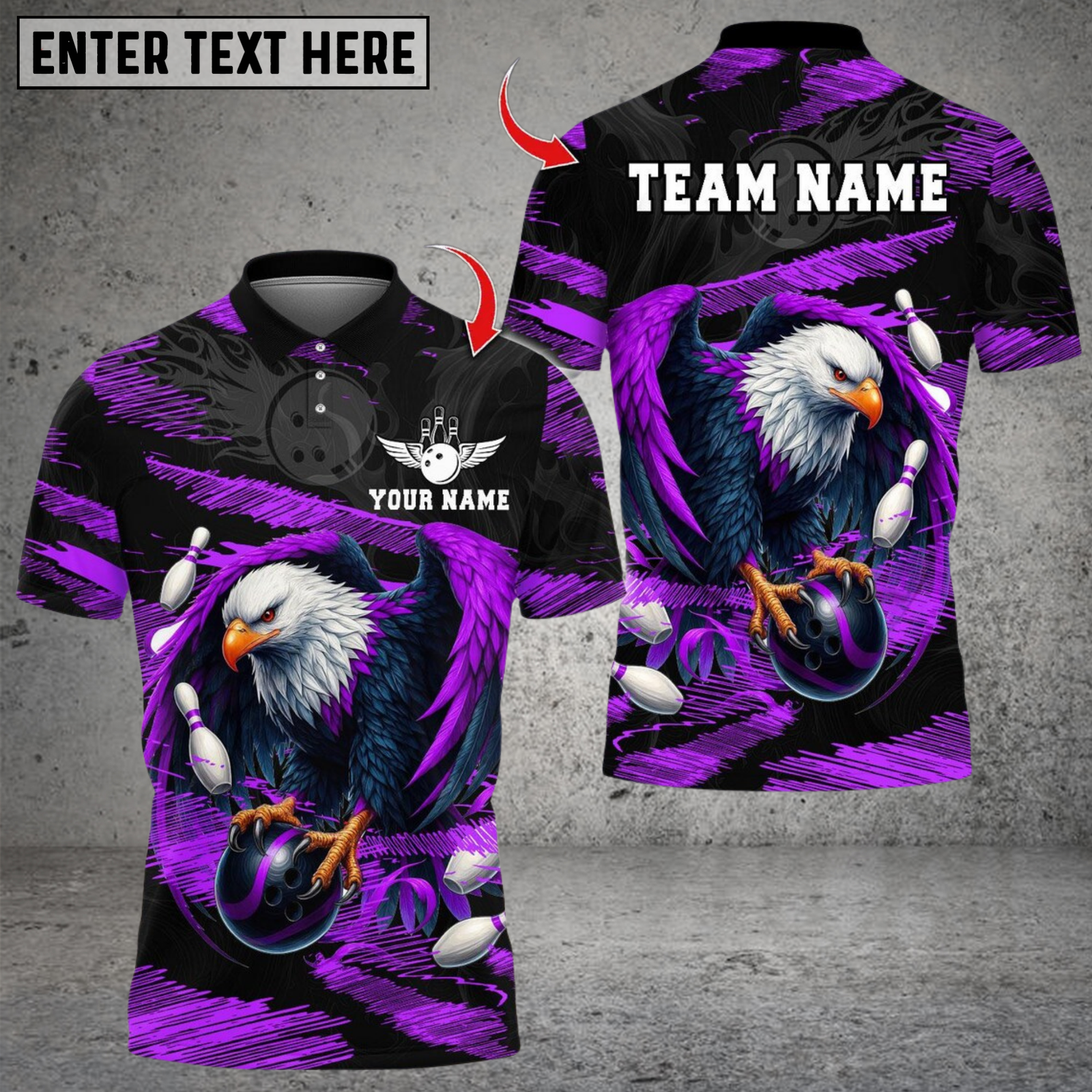 Blisscorners Bald Eagle With Bowling Multicolor Customized Name, Team Name 3D Shirts