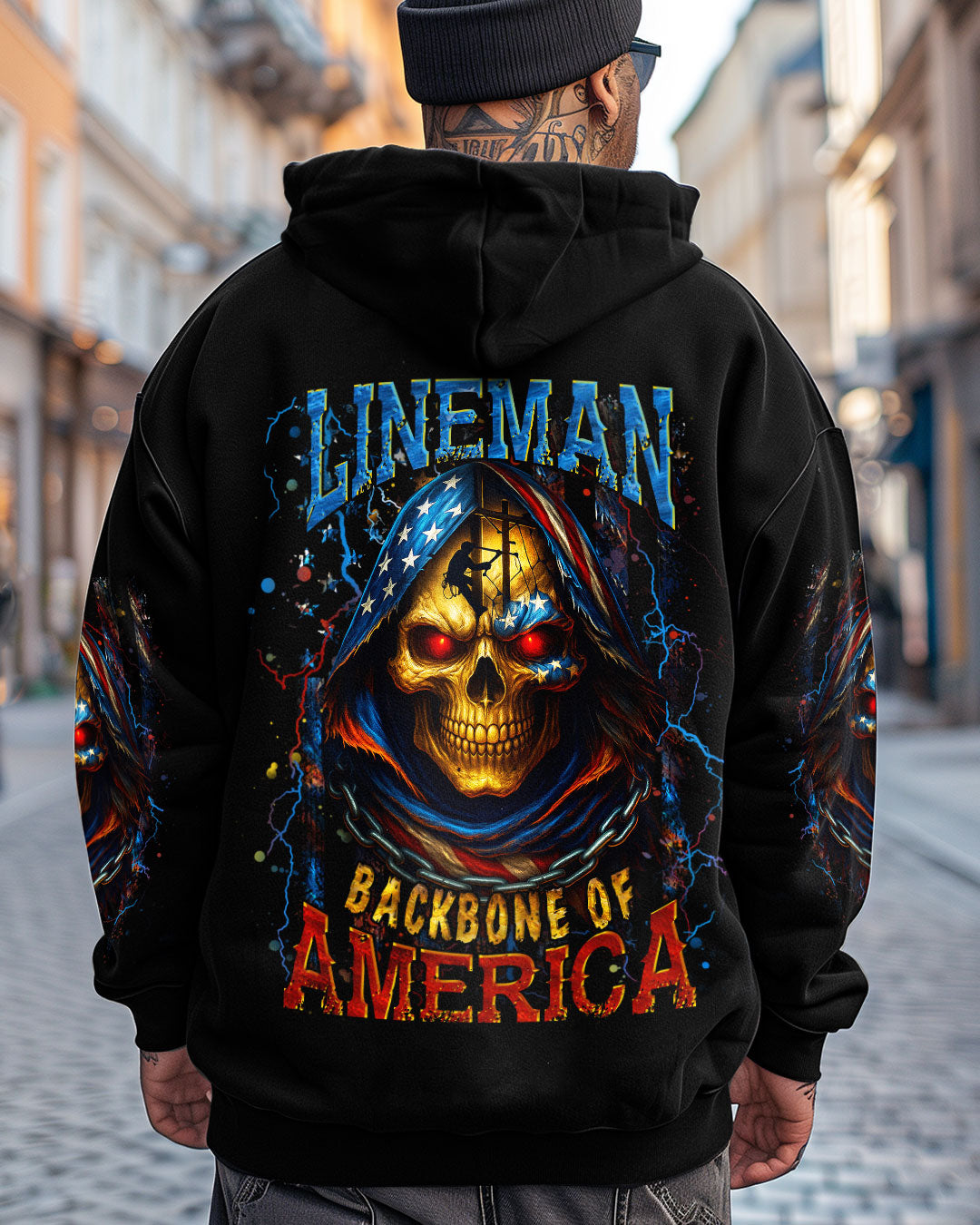 BLISSCORNERS ROCKING THE LINEMAN WIFE LIFE SKULL ALL OVER PRINT