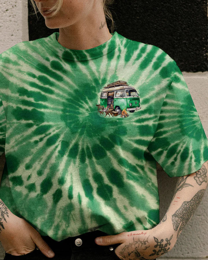 BLISSCORNERS THE BEST DAYS ARE SPENT CAMPING TIE DYE ALL OVER PRINT