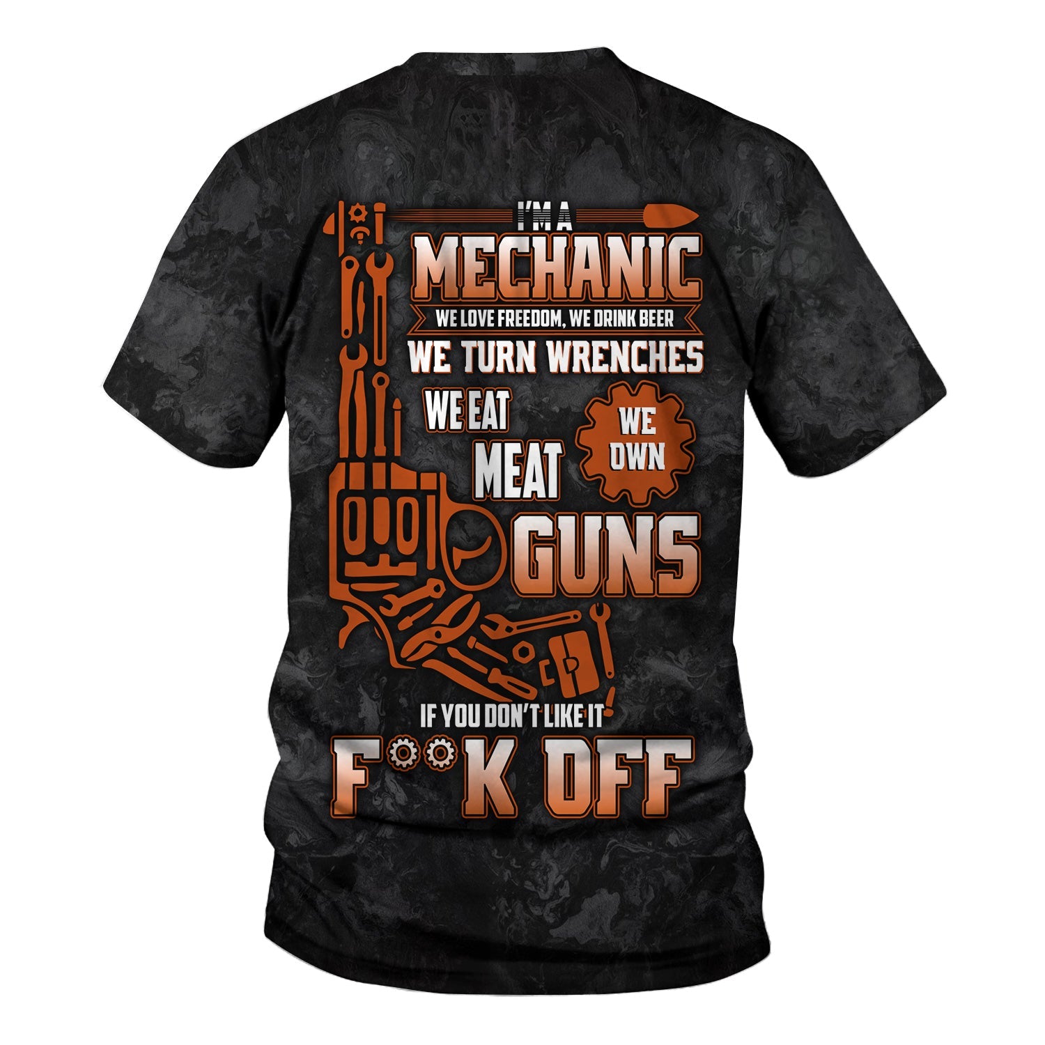 Blisscorners Funny Mechanic T Shirt We Love Freedom We Drink Beer We Turn Wrenches Auto Repair Garage Workwear Tee Patriotic Gift For Men Dad Husband