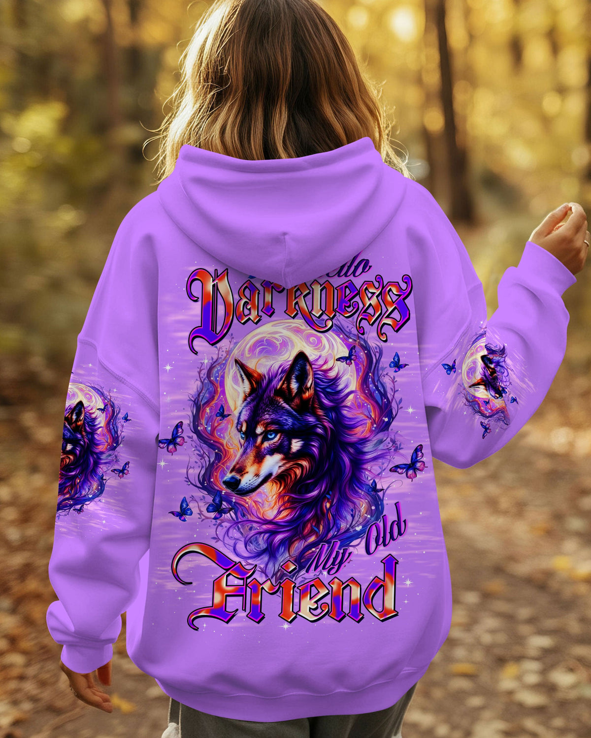 BLISSCORNERS HELLO DARKNESS MY OLD FRIEND WOLF ALL OVER PRINT