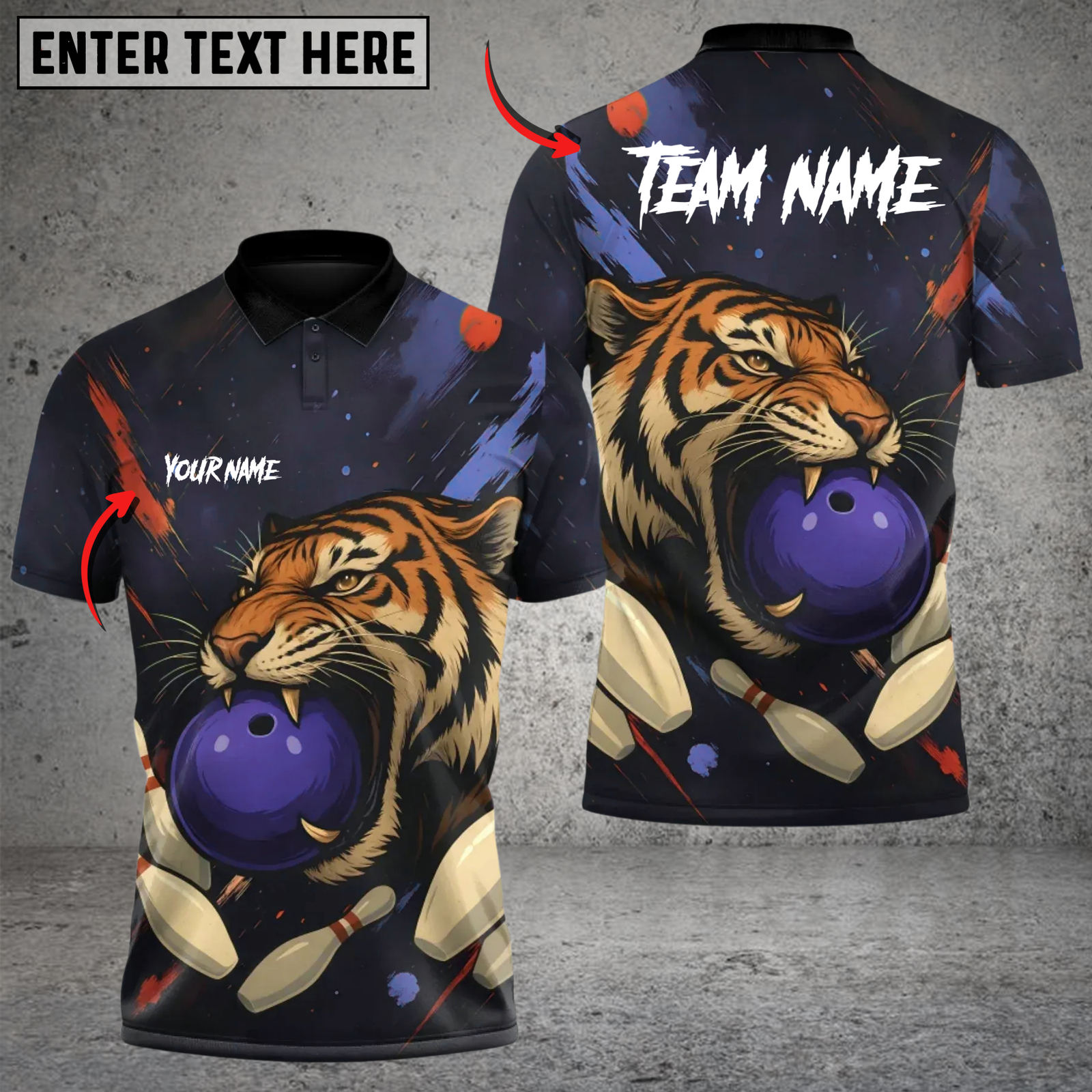Blisscorners Bowling Tiger Ball Multicolor Customized Name, Team Name 3D Shirts