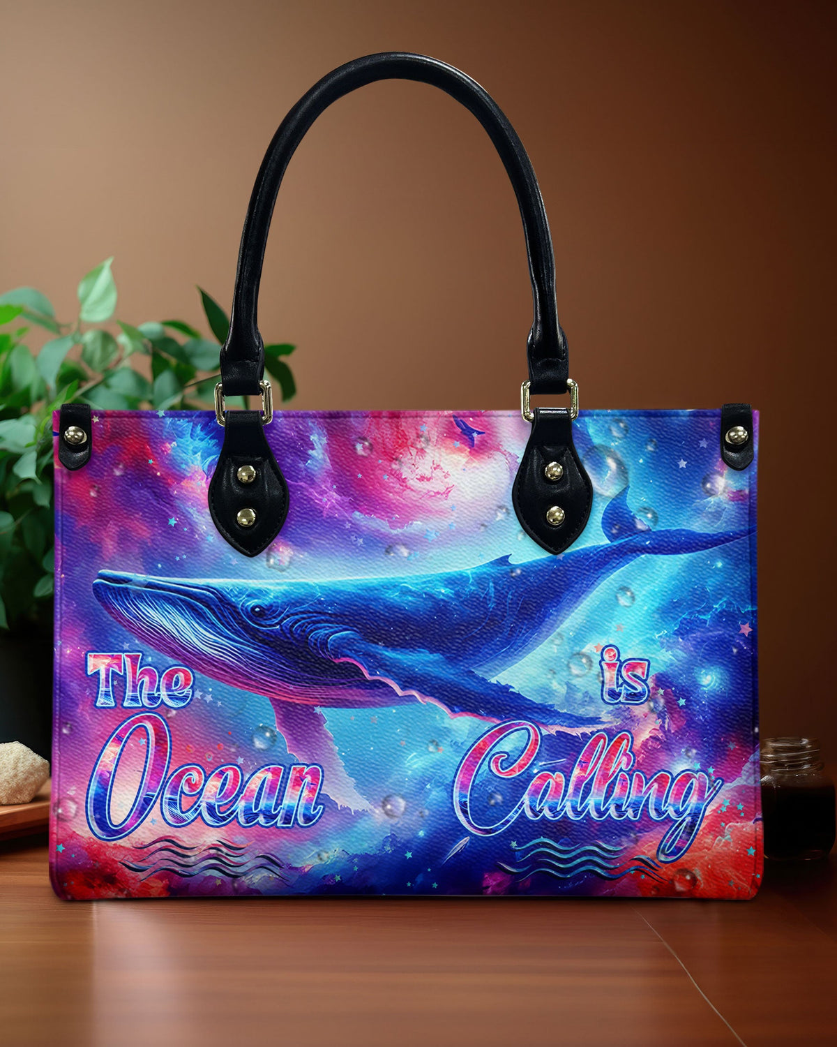 BLISSCORNERS THE OCEAN IS CALLING WHALE LEATHER HANDBAG