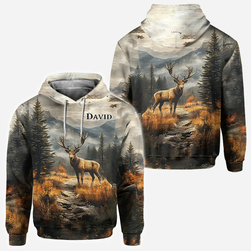 Blisscorners Any Name Beautiful Deer, Personalized Hunting All Over Shirt, Personalized 3D Hoodie For Hunting Lover