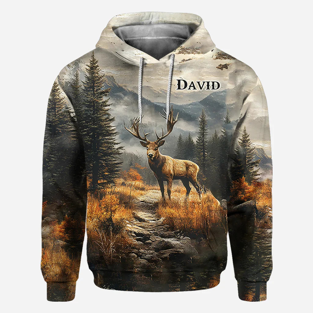 Blisscorners Any Name Beautiful Deer, Personalized Hunting All Over Shirt, Personalized 3D Hoodie For Hunting Lover