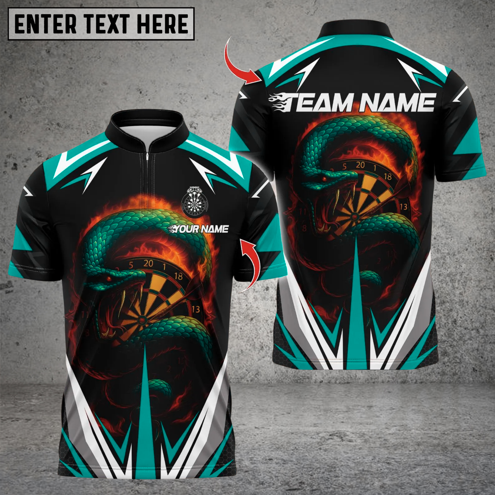 Blisscorners Fiery Snake With Dartboard Multicolor Customized Name, Team Name 3D Shirts