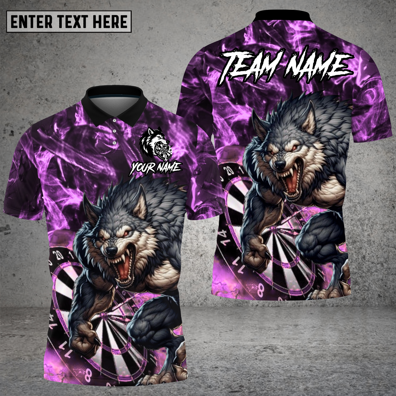 Blisscorners Wolf Darts Shirt Fierce Howling Wolf with Lightning Multioptions Personalized Name, Team Name Unisex 3D Shirt (4 Colors)