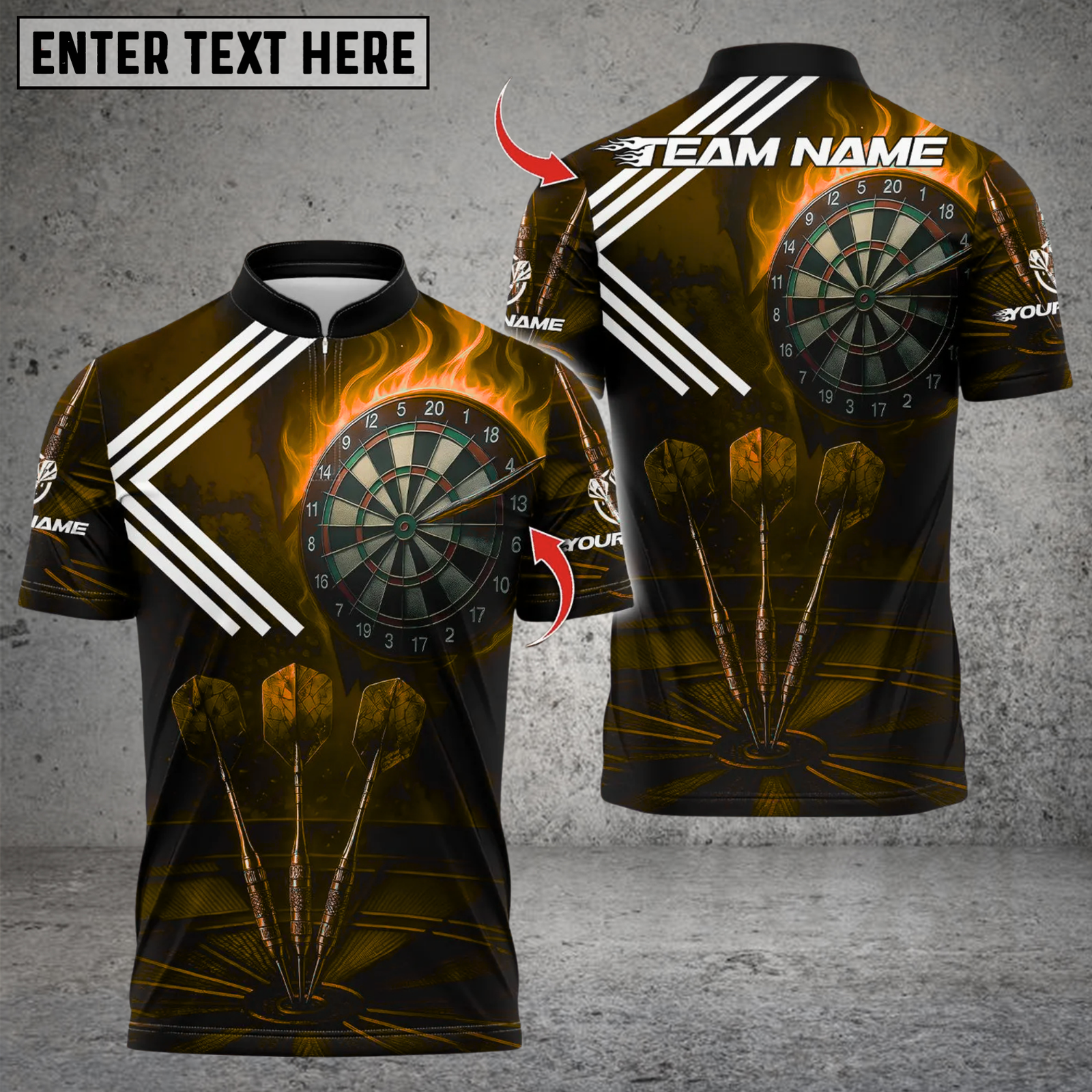 Blisscorners Darts Fire Flame Multicolor Customized Name, Team Name 3D Shirts