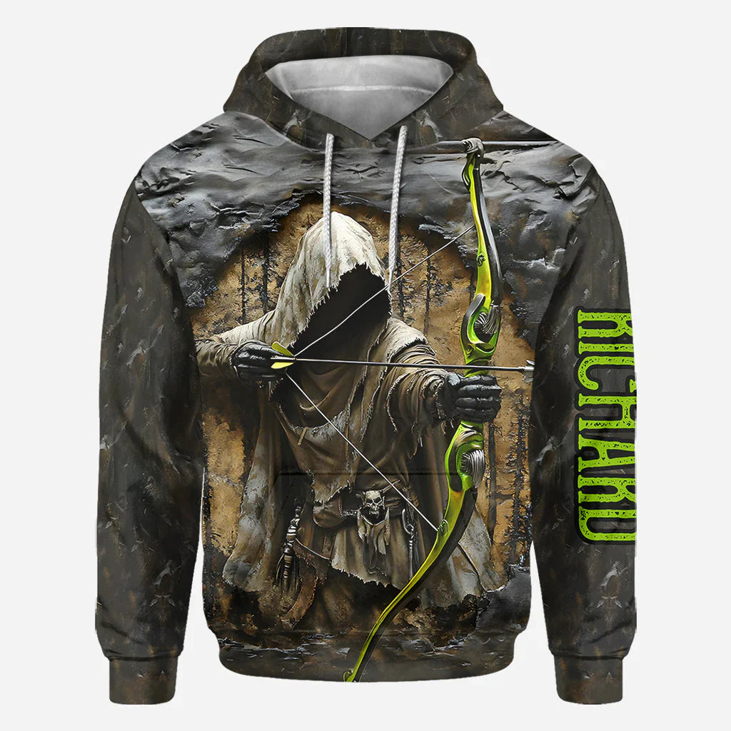 Blisscorners Bow Reaper, Personalized Hunting All Over Shirt, Personalized 3D Hoodie For Hunting Lover