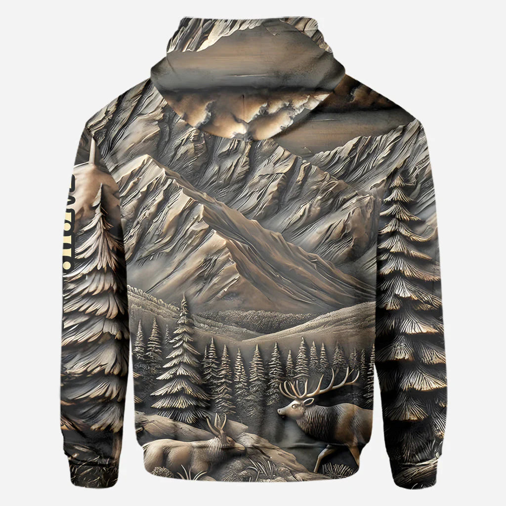 Blisscorners Born To Hunt Forced To Work, Personalized Hunting All Over Shirt, Personalized 3D Hoodie For Hunting Lover