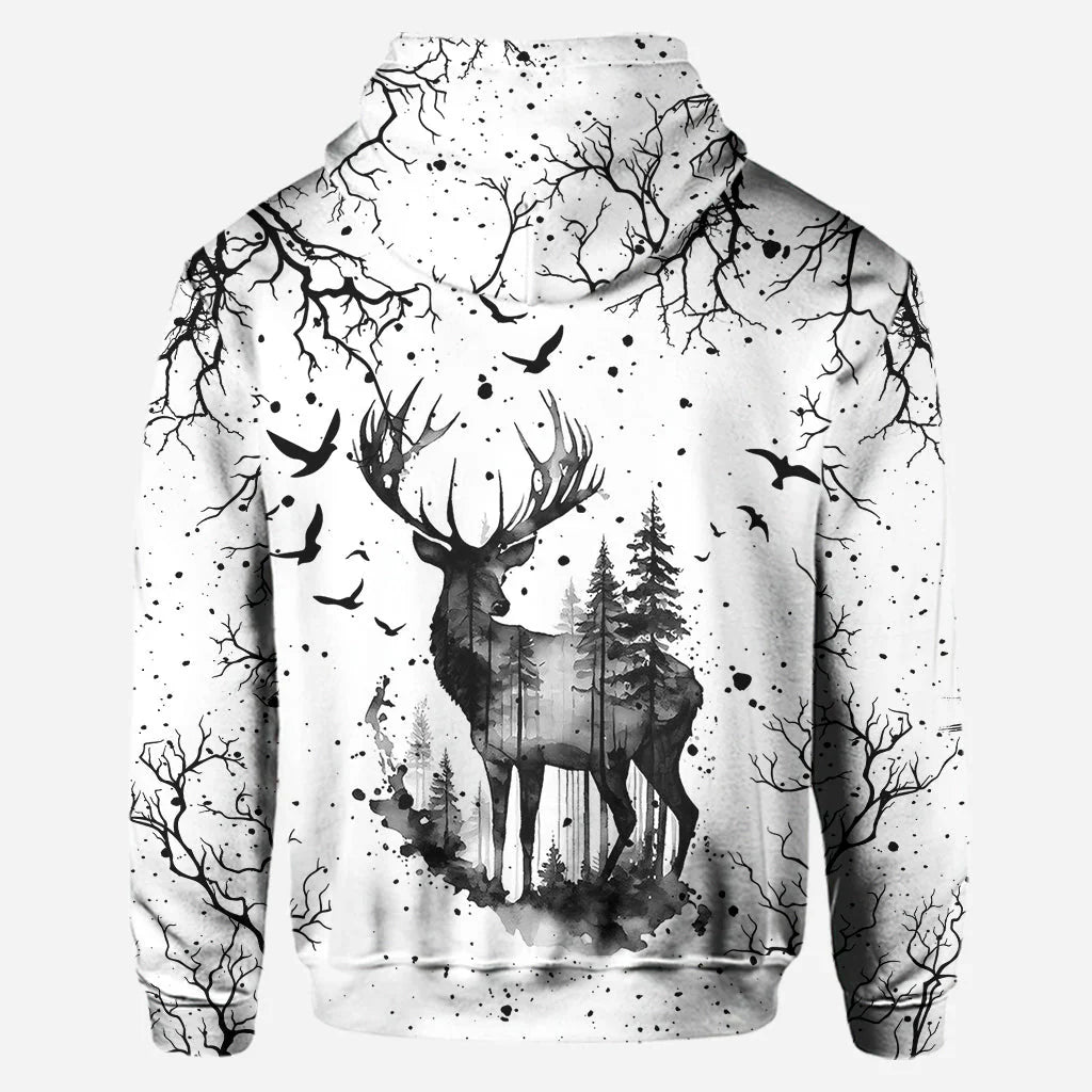 Blisscorners Country Style Black White, Personalized Hunting All Over Shirt, Personalized 3D Hoodie For Hunting Lover