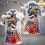 Blisscorners Bowling Sport USA Eagle Fire Ball Flag Personalized Name 3D Unisex Shirt
