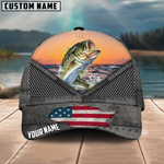 Blisscorners Bass Fishing Sunset Customized Name 3D Cap