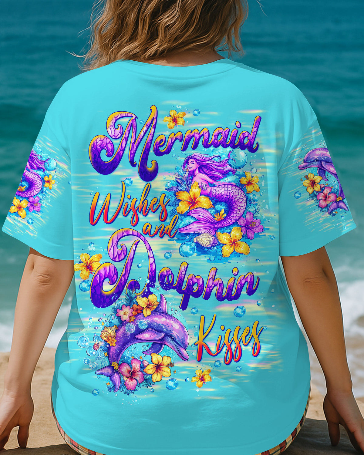 BLISSCORNERS MERMAID WISHES DOLPHIN KISSES ALL OVER PRINT