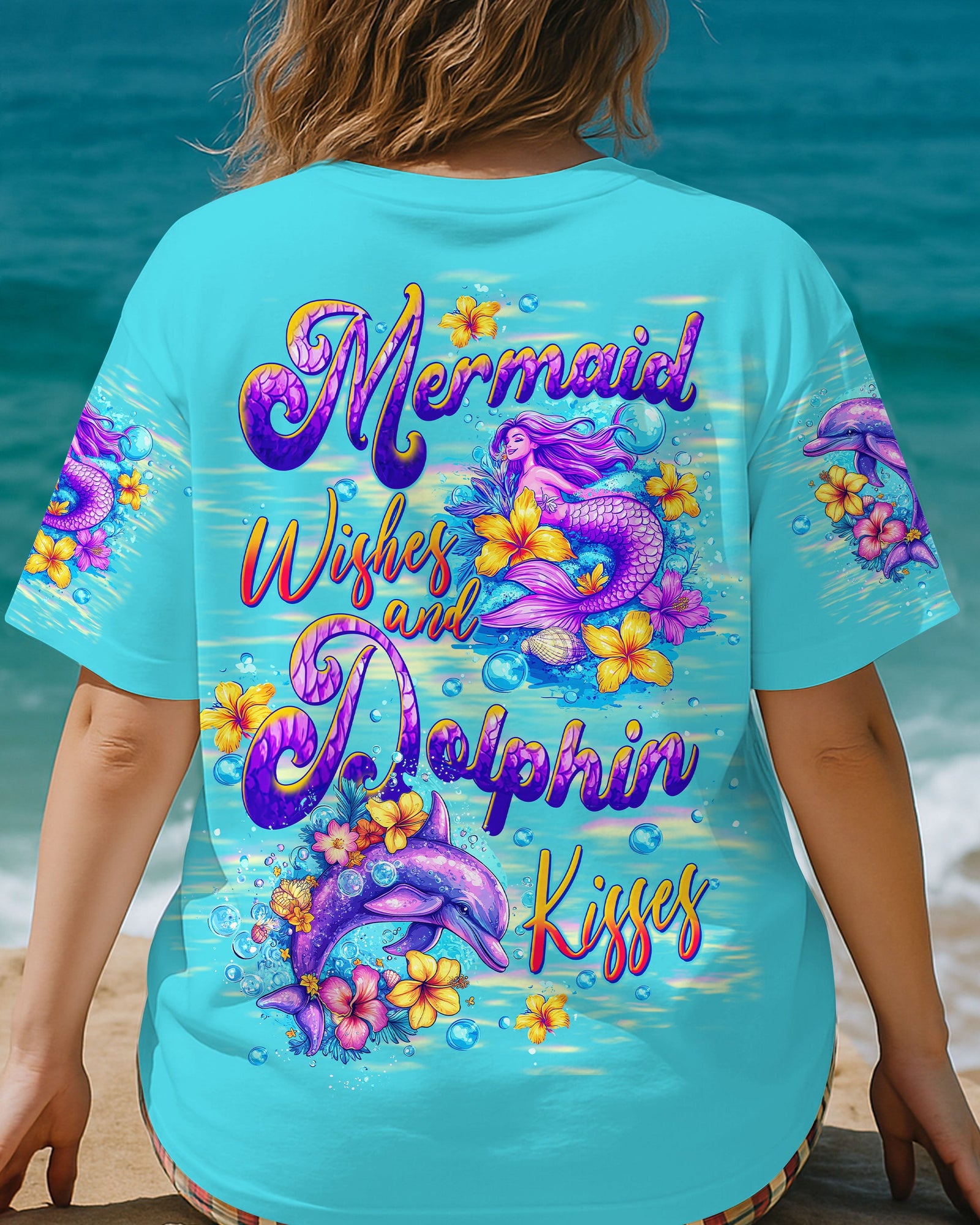BLISSCORNERS MERMAID WISHES DOLPHIN KISSES ALL OVER PRINT
