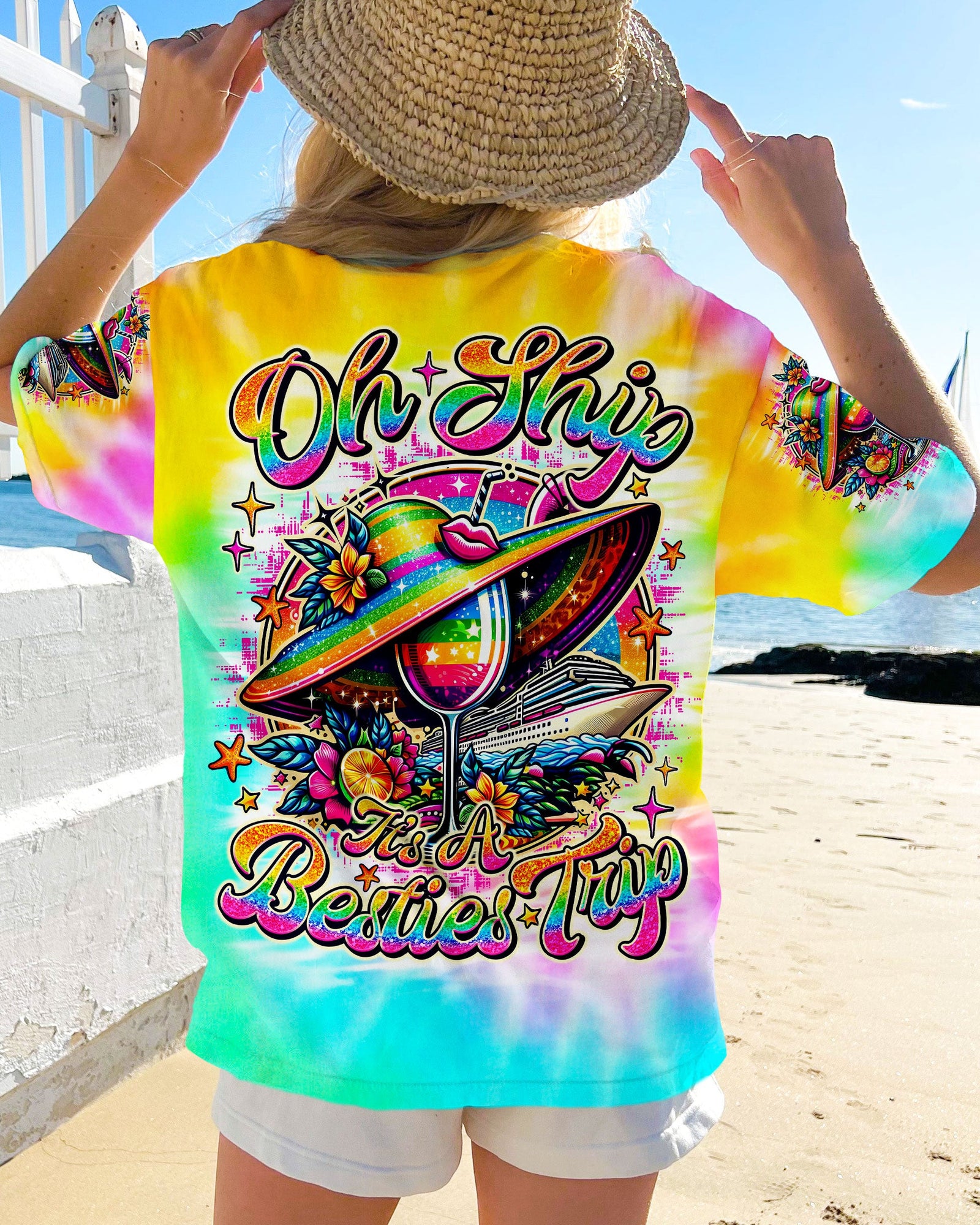 BLISSCORNERS OH SHIP IT'S A BESTIES TRIP CRUISE TIE DYE ALL OVER PRINT