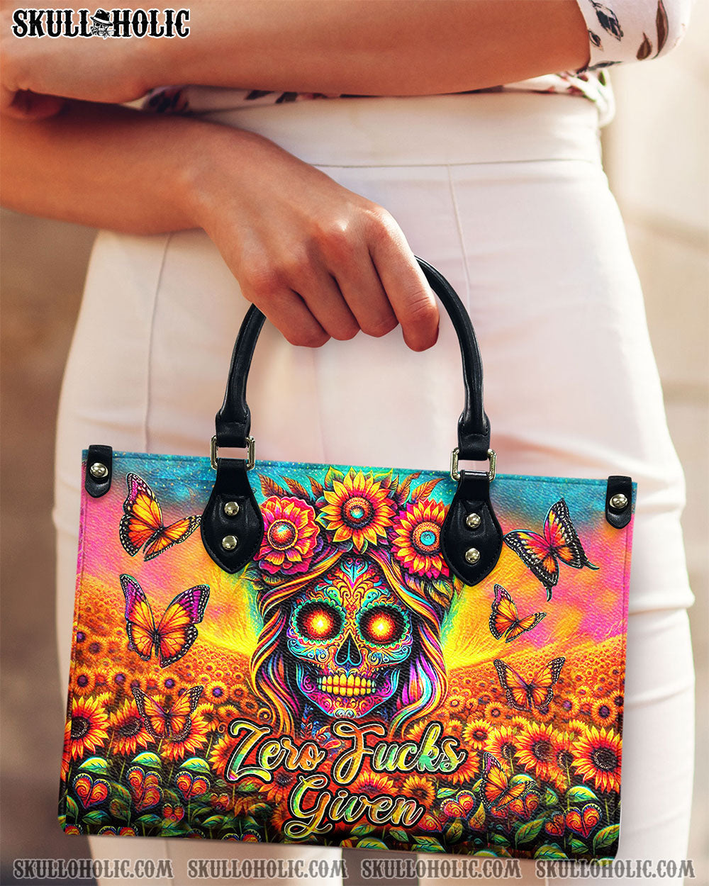 BLISSCORNERS ZERO F GIVEN SKULL SUNFLOWER LEATHER HANDBAG