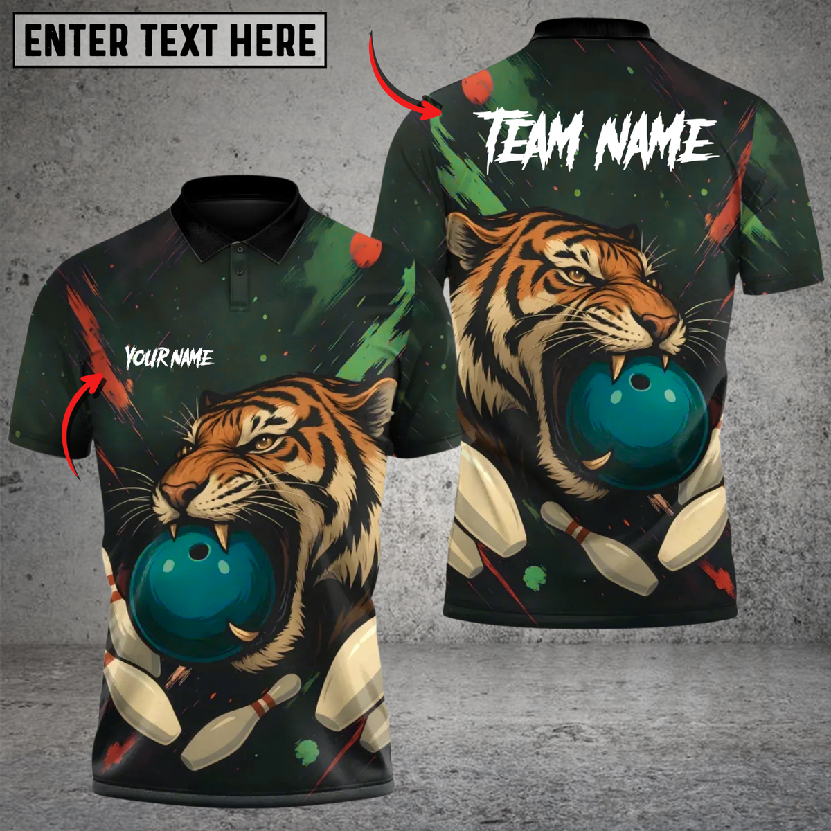 Blisscorners Bowling Tiger Ball Multicolor Customized Name, Team Name 3D Shirts