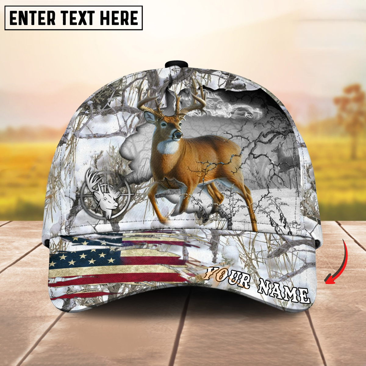 Blisscorners Cross America Hunting Deer Crack Camo Pattern Multicolor Option Personalized Cap