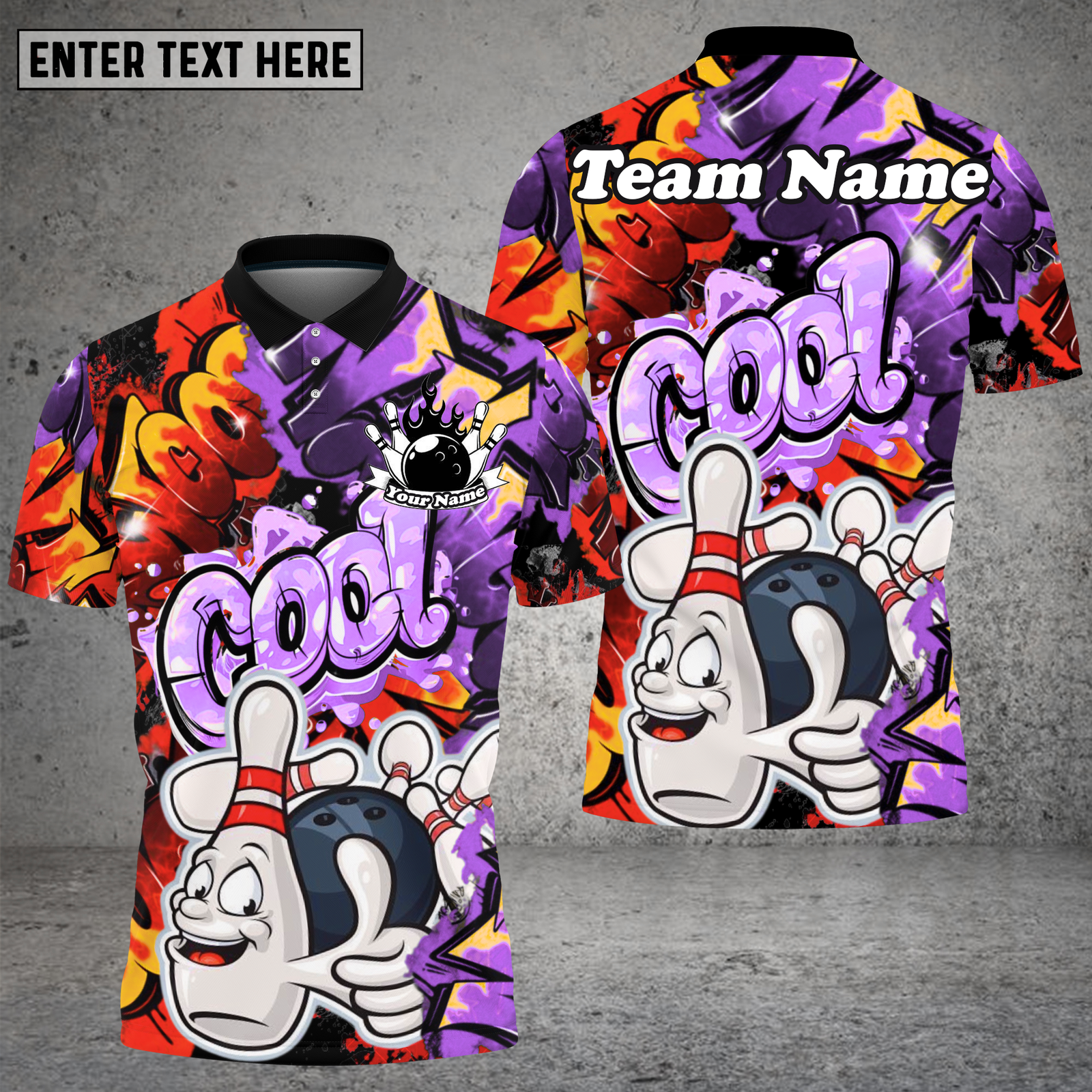 Blisscorners Bowling Ball & Pin Graffiti Art Multioptions Personalized Name, Team Name Unisex 3D Shirt (4 Colors)