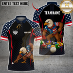 Blisscorners Billiards Sport American Eagle Playing Pool Stars Stripes Personalized Name 3D Unisex Shirt