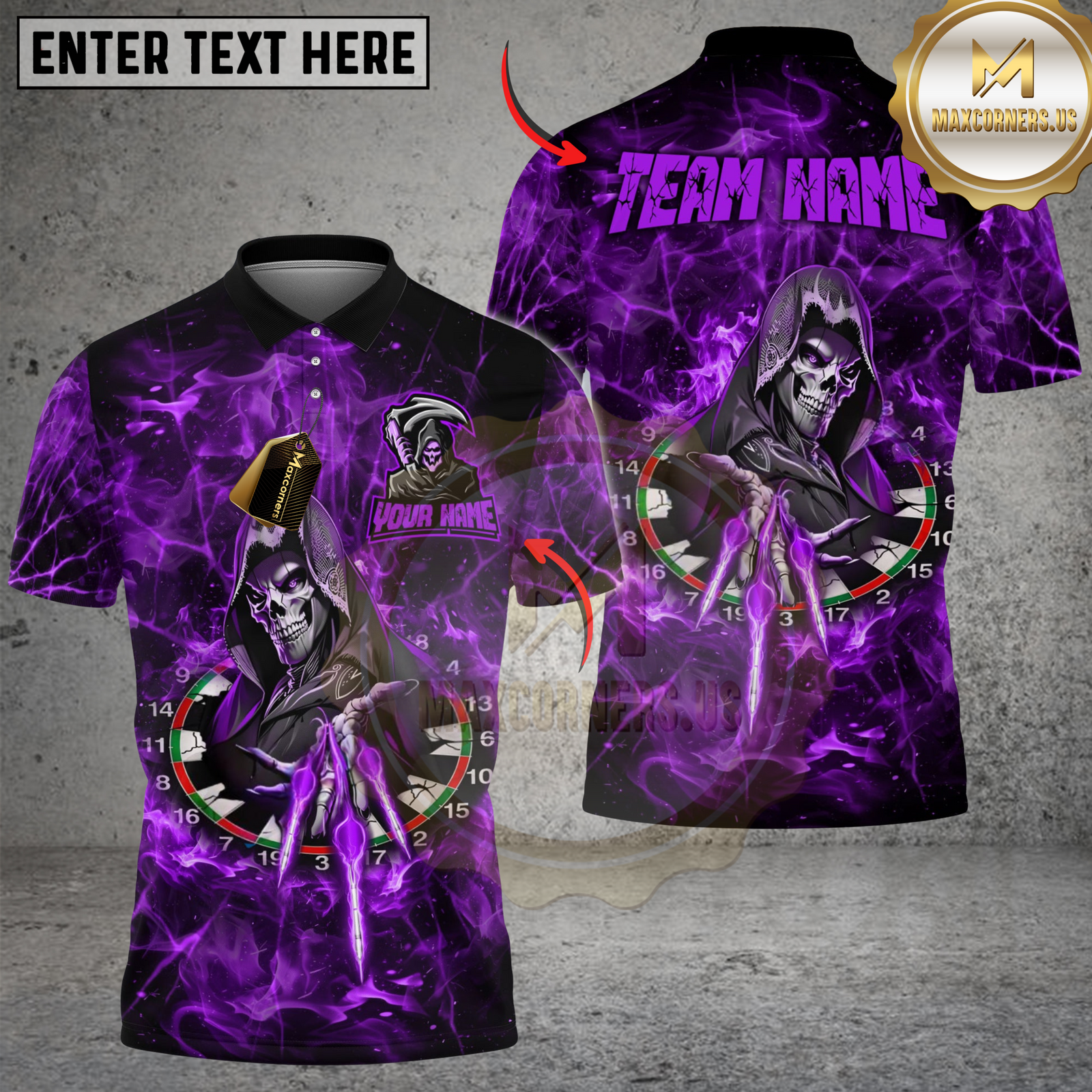 Blisscorners Darts Flame Reaper Throw Multicolor Customized Name, Team Name 3D Shirts