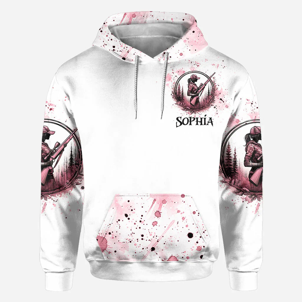 Blisscorners Pretty in Pink, Personalized Hunting All Over Shirt, Personalized 3D Hoodie For Hunting Lover