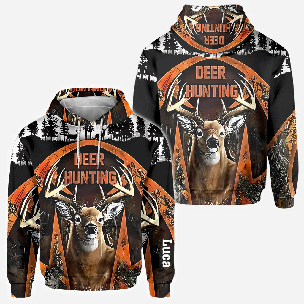 Blisscorners Awesome Deer, Personalized Hunting All Over Shirt, Personalized 3D Hoodie For Hunting Lover