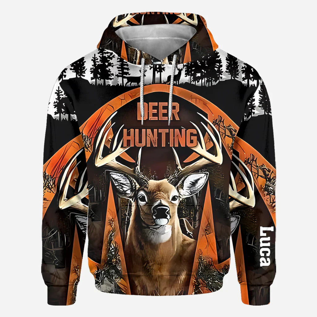 Blisscorners Awesome Deer, Personalized Hunting All Over Shirt, Personalized 3D Hoodie For Hunting Lover