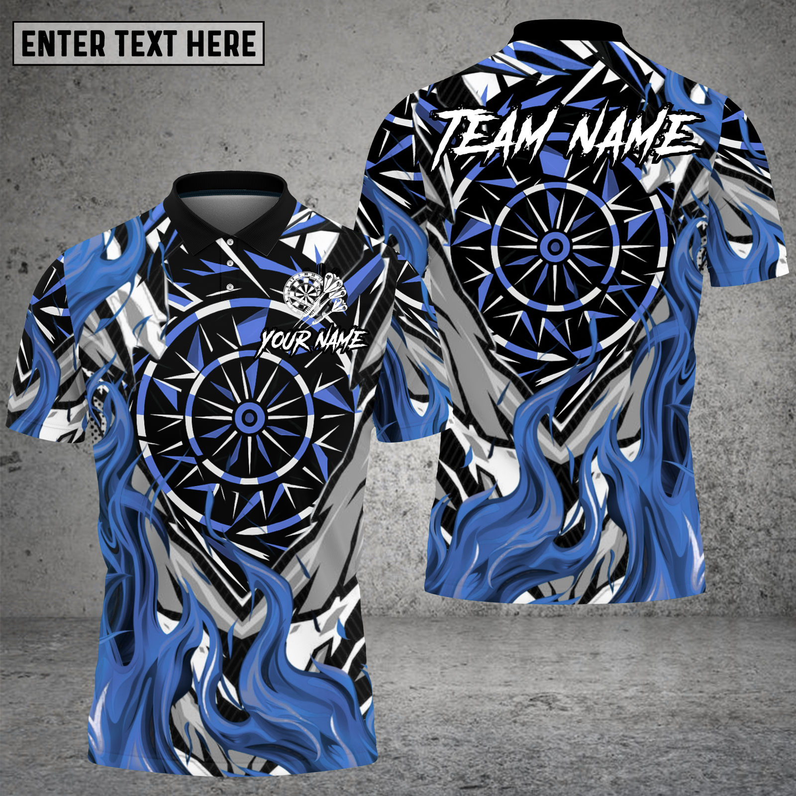 Blisscorners Darts Shirt Abstract Red Flames with Geometric Dartboard Pattern Multioptions Personalized Name, Team Name Unisex 3D Shirt (4 Colors)