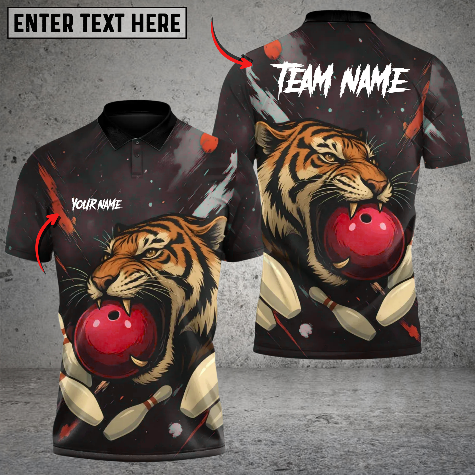Blisscorners Bowling Tiger Ball Multicolor Customized Name, Team Name 3D Shirts