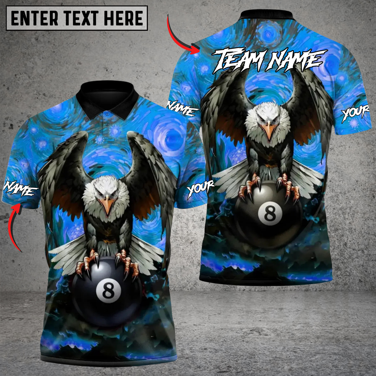 Blisscorners Eagle of the Final Frame 8 Ball Billiards Multicolor Customized Name, Team Name 3D Shirts