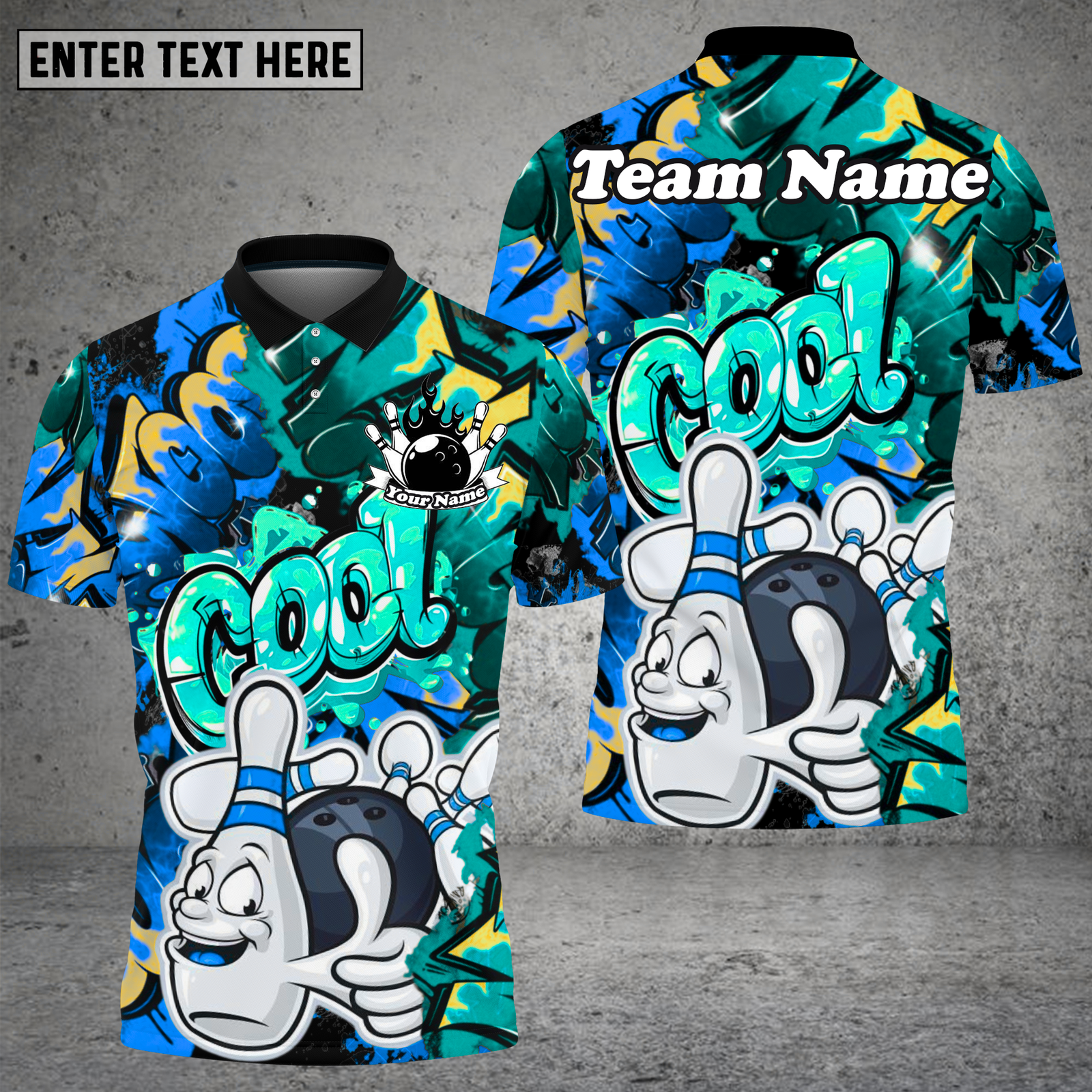 Blisscorners Bowling Ball & Pin Graffiti Art Multioptions Personalized Name, Team Name Unisex 3D Shirt (4 Colors)