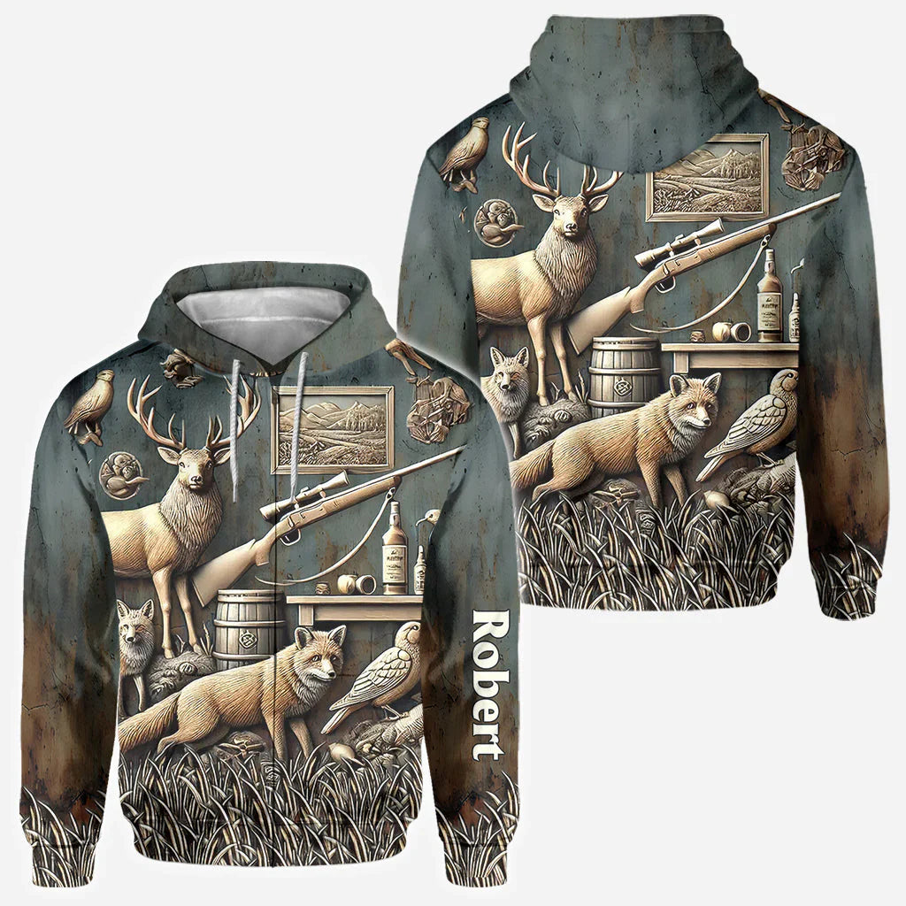 Blisscorners Best Hunter Ever, Personalized Hunting All Over Shirt, Personalized 3D Hoodie For Hunting Lover