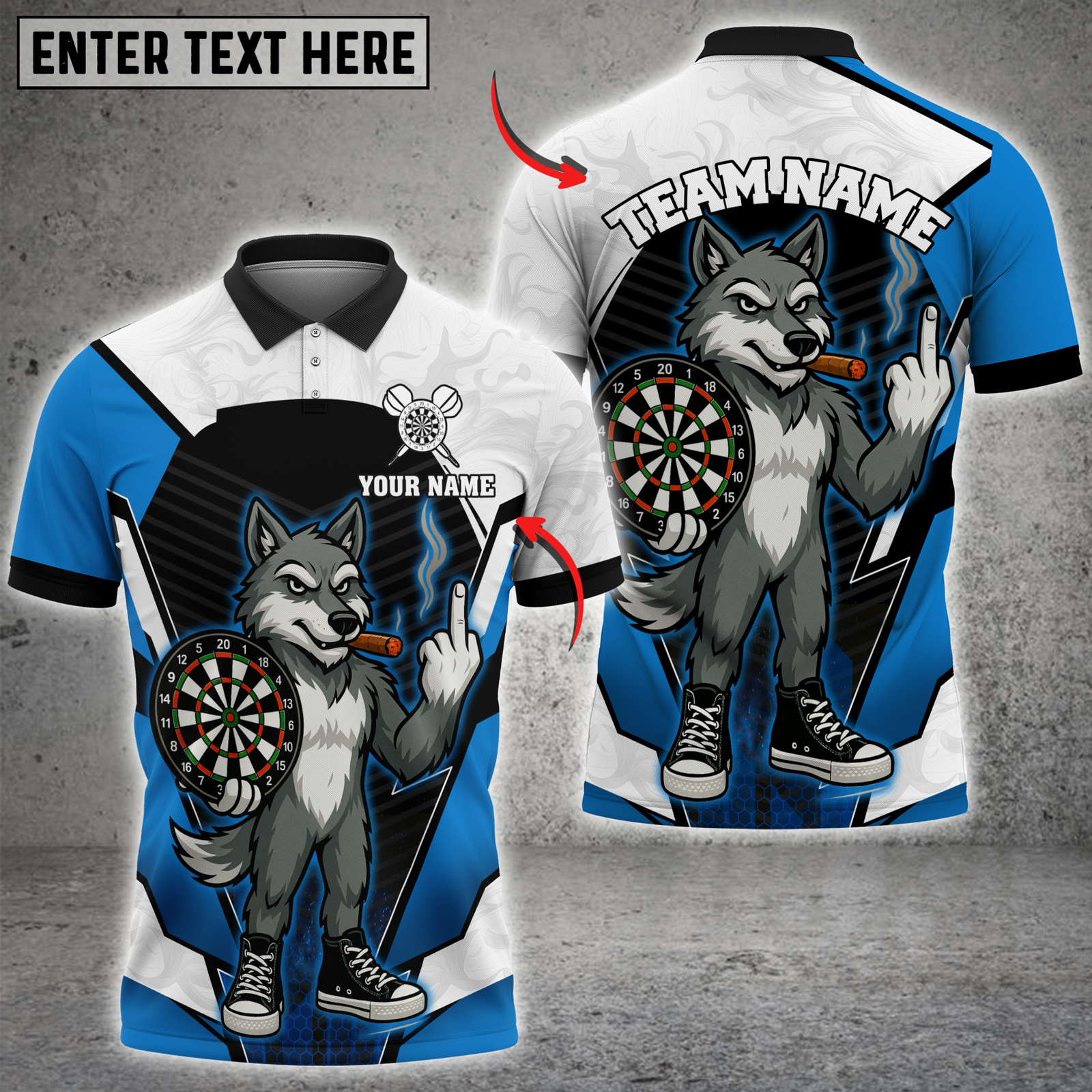 Blisscorners Wolf Darts Multicolor Customized Name, Team Name 3D Shirt