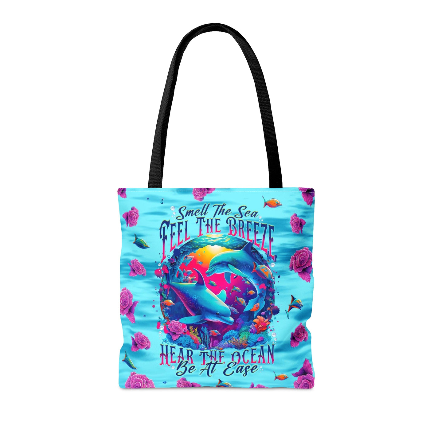 BLISSCORNERS SMELL THE SEA FEEL THE BREEZE DOLPHIN TOTE BAG