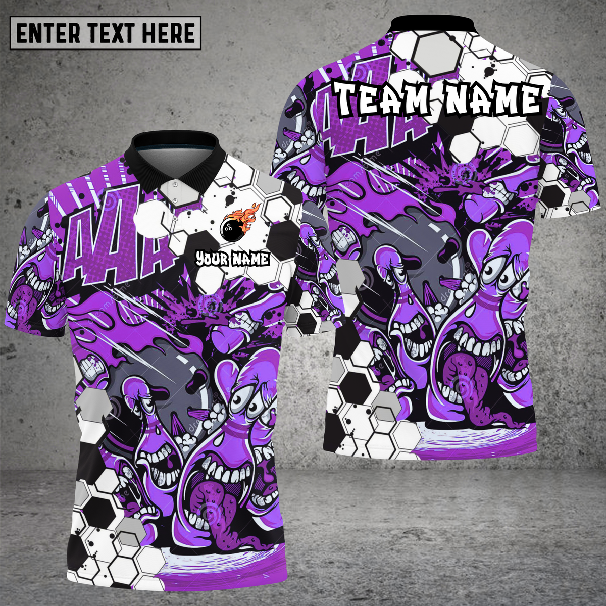 Blisscorners Crazy Purple Graffiti Bowling Multioptions Personalized Name, Team Name Unisex 3D Shirt (4 Colors)
