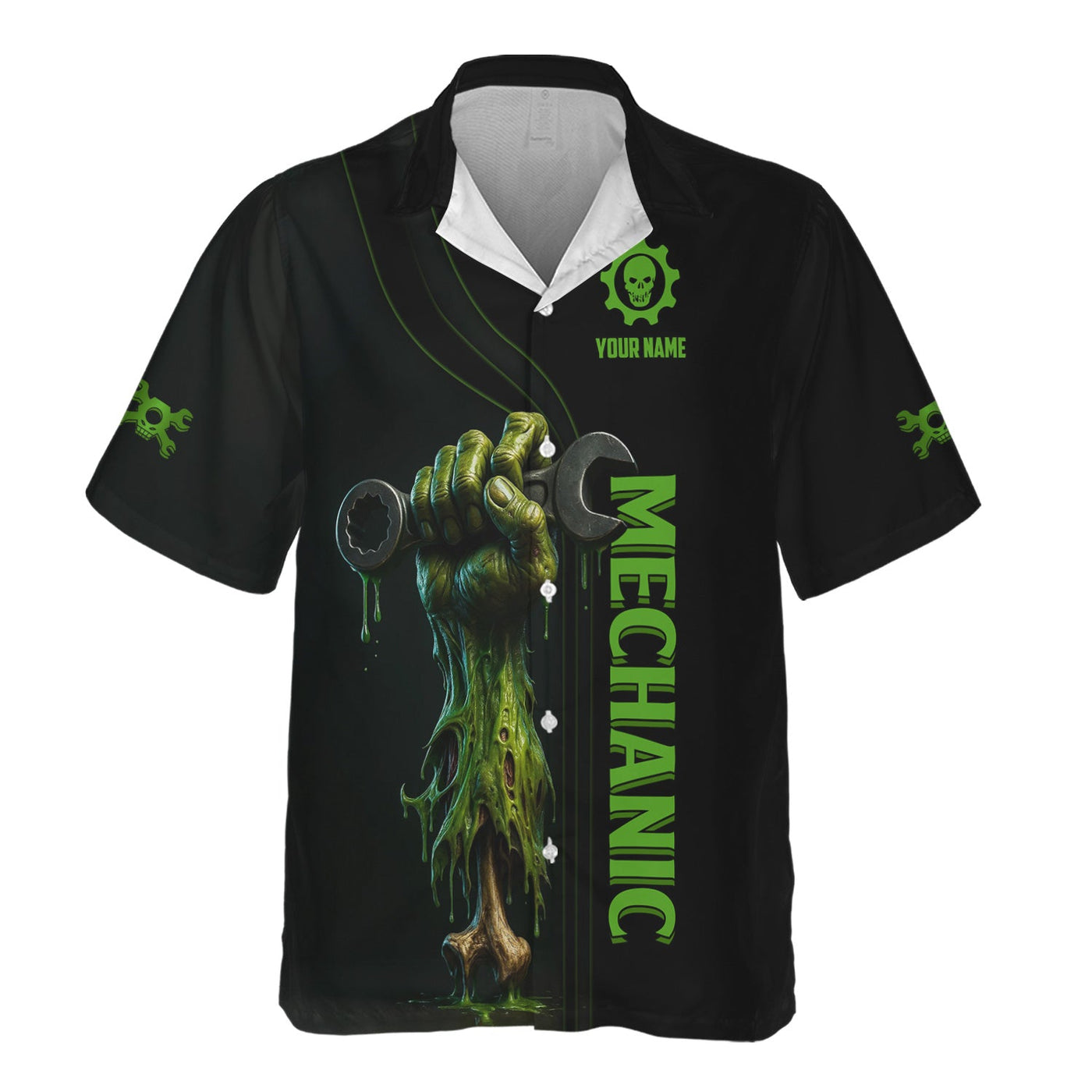 Blisscorners Personalized Mechanic Shirt, I Will Not Quit I'm A Mechanic Till I Die, Zombie and Wrenches Design, Gift For Men