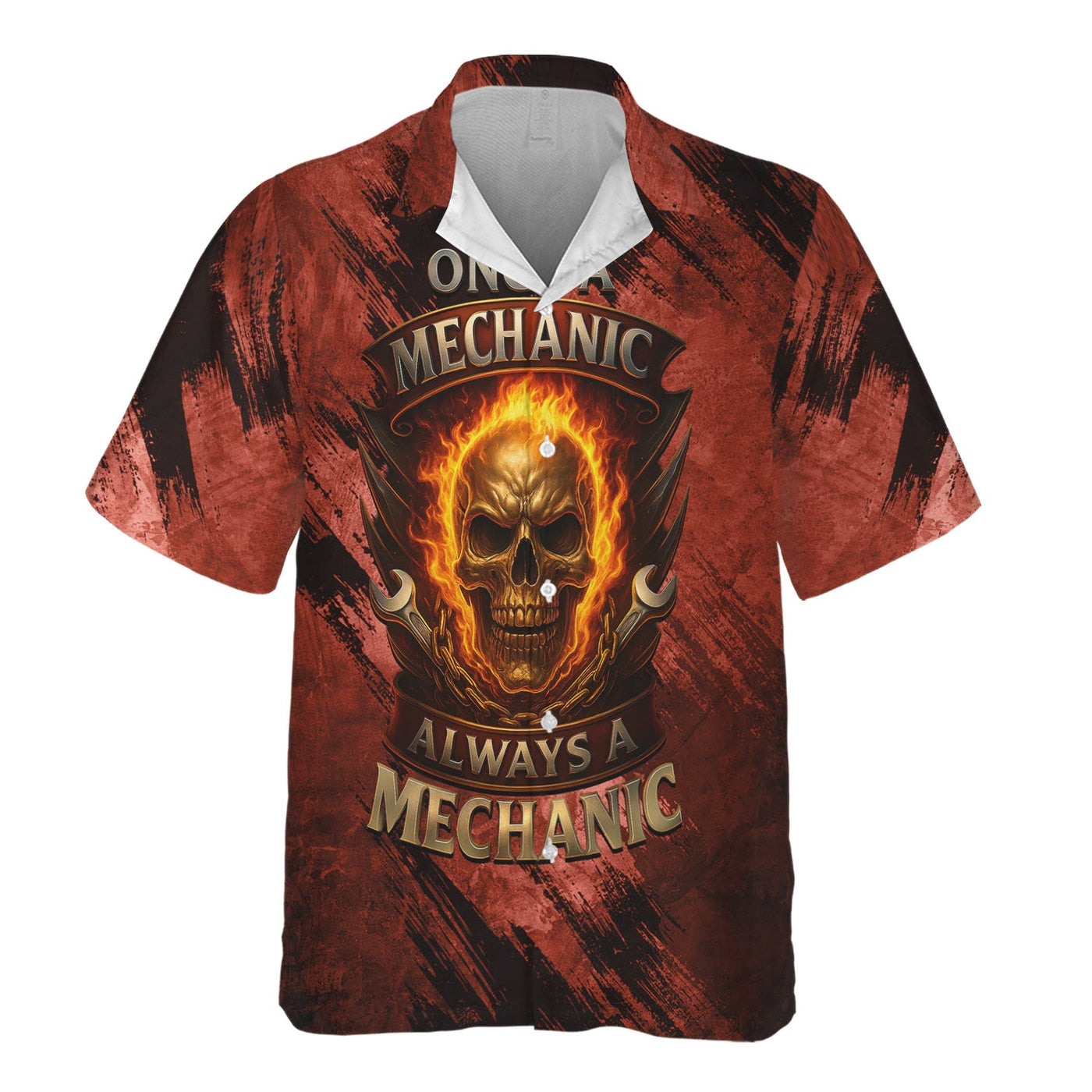 Blisscorners Once A Mechanic Always A Mechanic Shirt Funny Printed Vintage Mechanic Unisex T Shirt Flame Skull Design Design