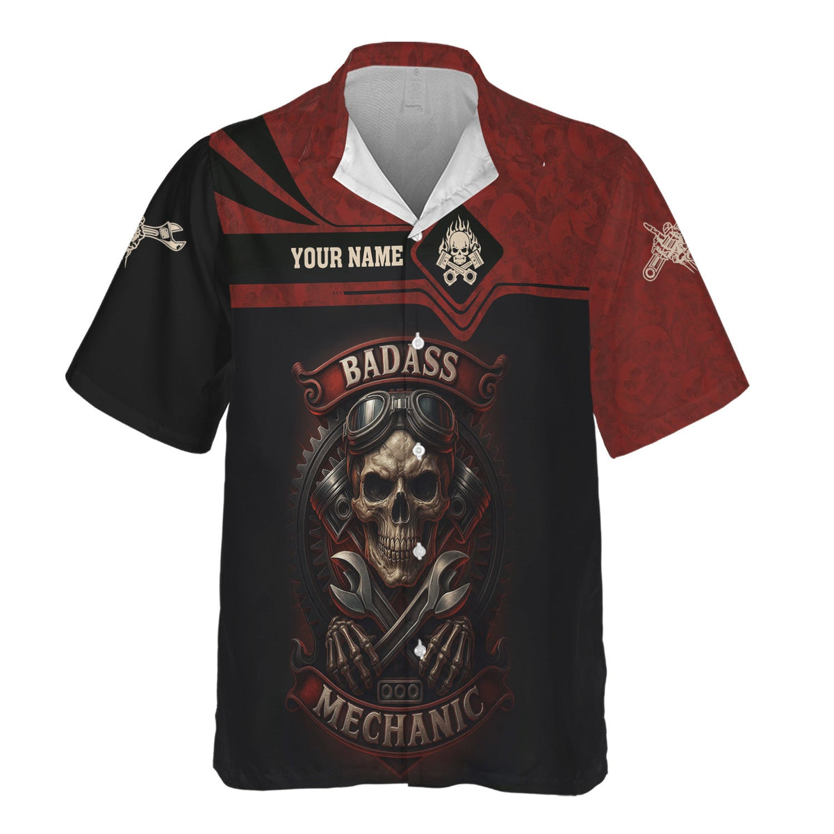Blisscorners Personalized T-Shirt I Can Fix It But I Will Cuss The Whole Time Badas Mechanic Skull Style Shirt For Mechanics