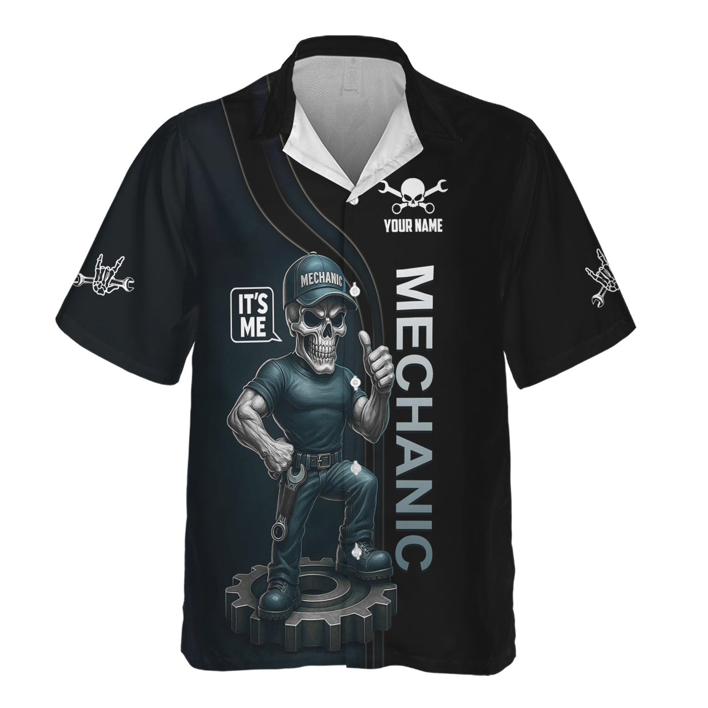 Blisscorners Personalized Mechanic Shirt, I Am Warranty, Skull Funny Design, Gift For Men