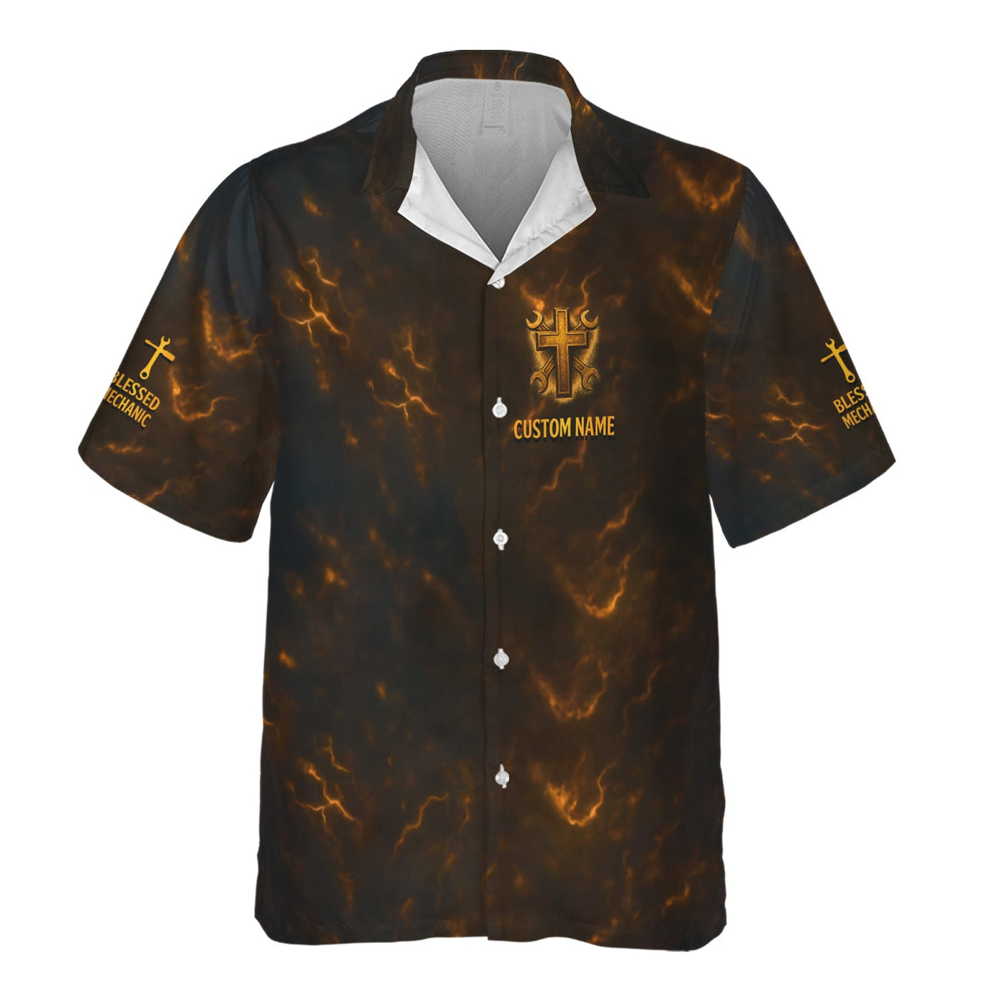 Blisscorners Personalized Mechanic Shirt, Mechanic's Prayer, Wrenchs and Cross Design, Gift For Men