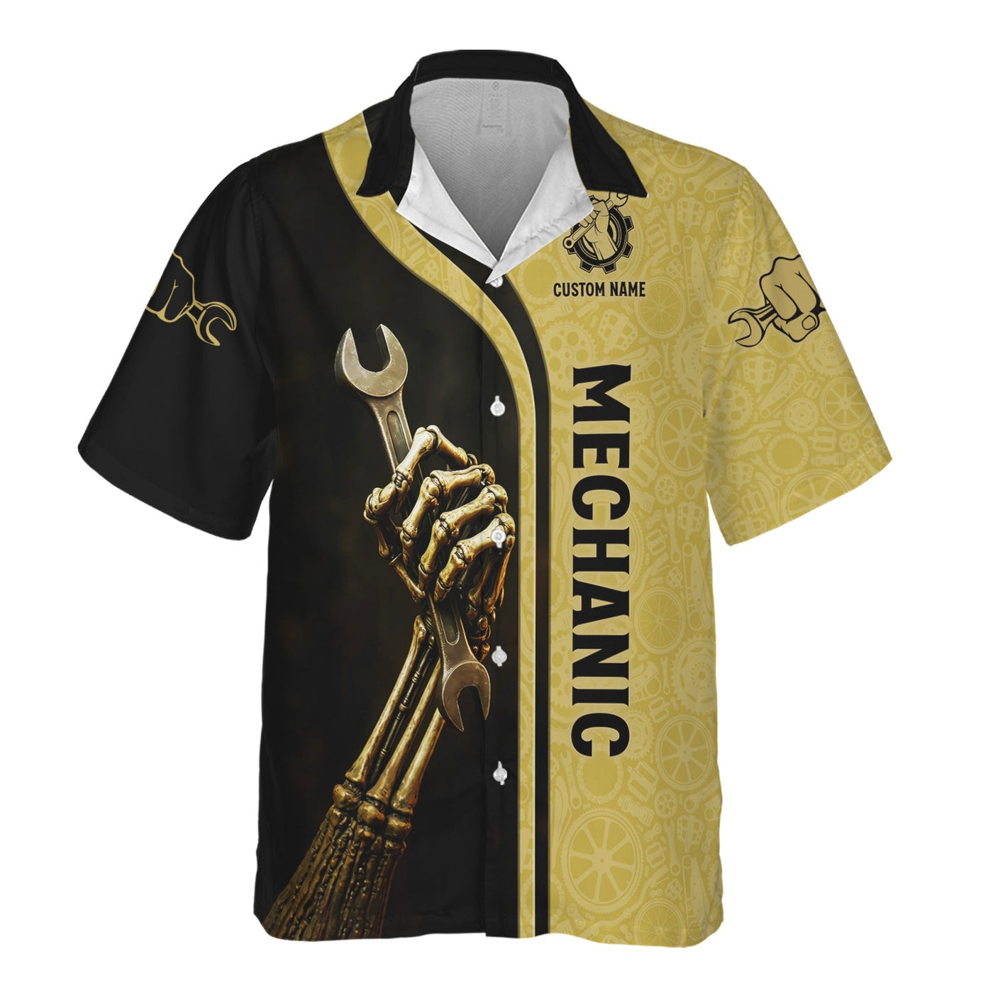 Blisscorners Personalized T-Shirt Mechanic Retired And Rebuilt Body Contains Aftermarket Parts Bony Hand Design Shirt