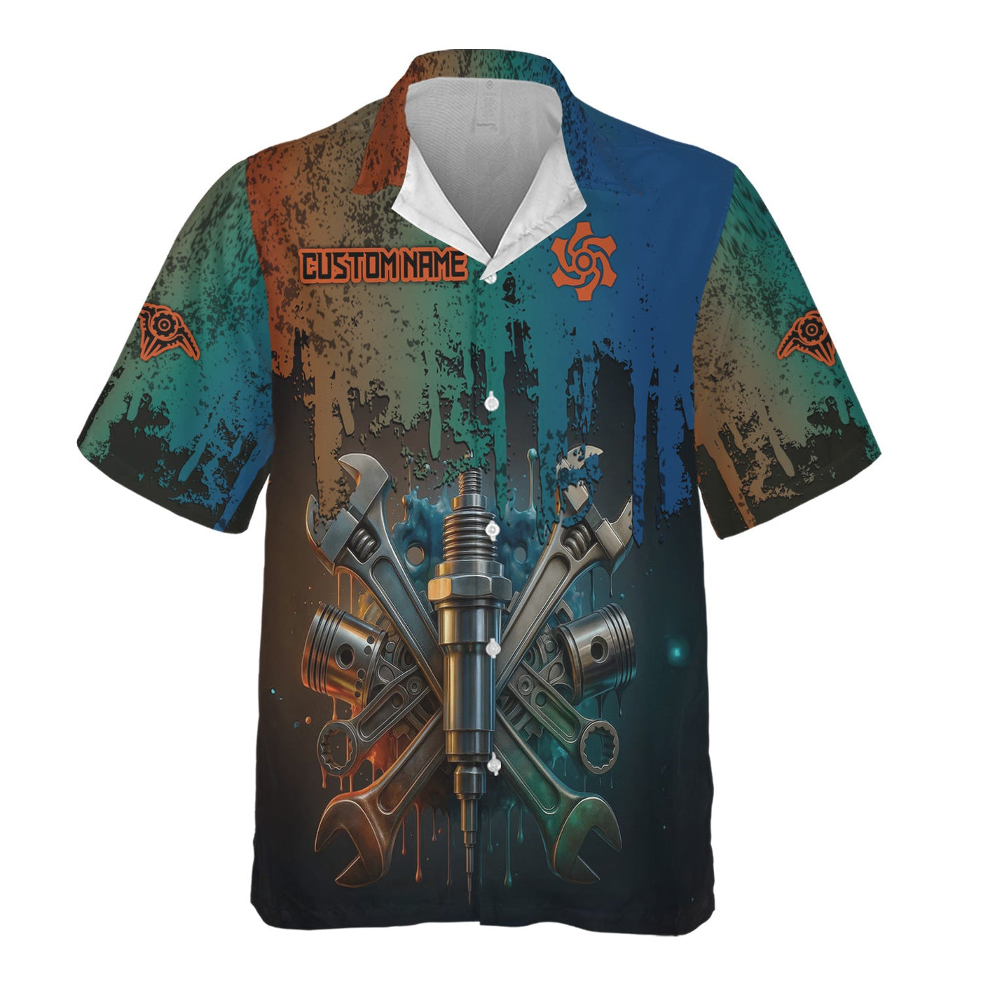 Blisscorners Personalized Mechanic Shirt, Colorful Wrenches Piston and Spark Plug Design, Gift For Men