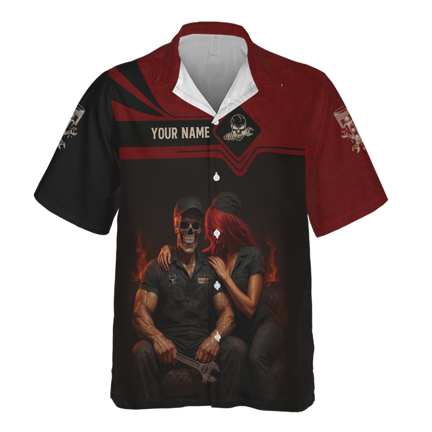 Blisscorners Personalized T-Shirt I'm A Mechanic The Person Your Girl Calls When You Can't Bust A Nut Skull Style Shirt For Mechanics