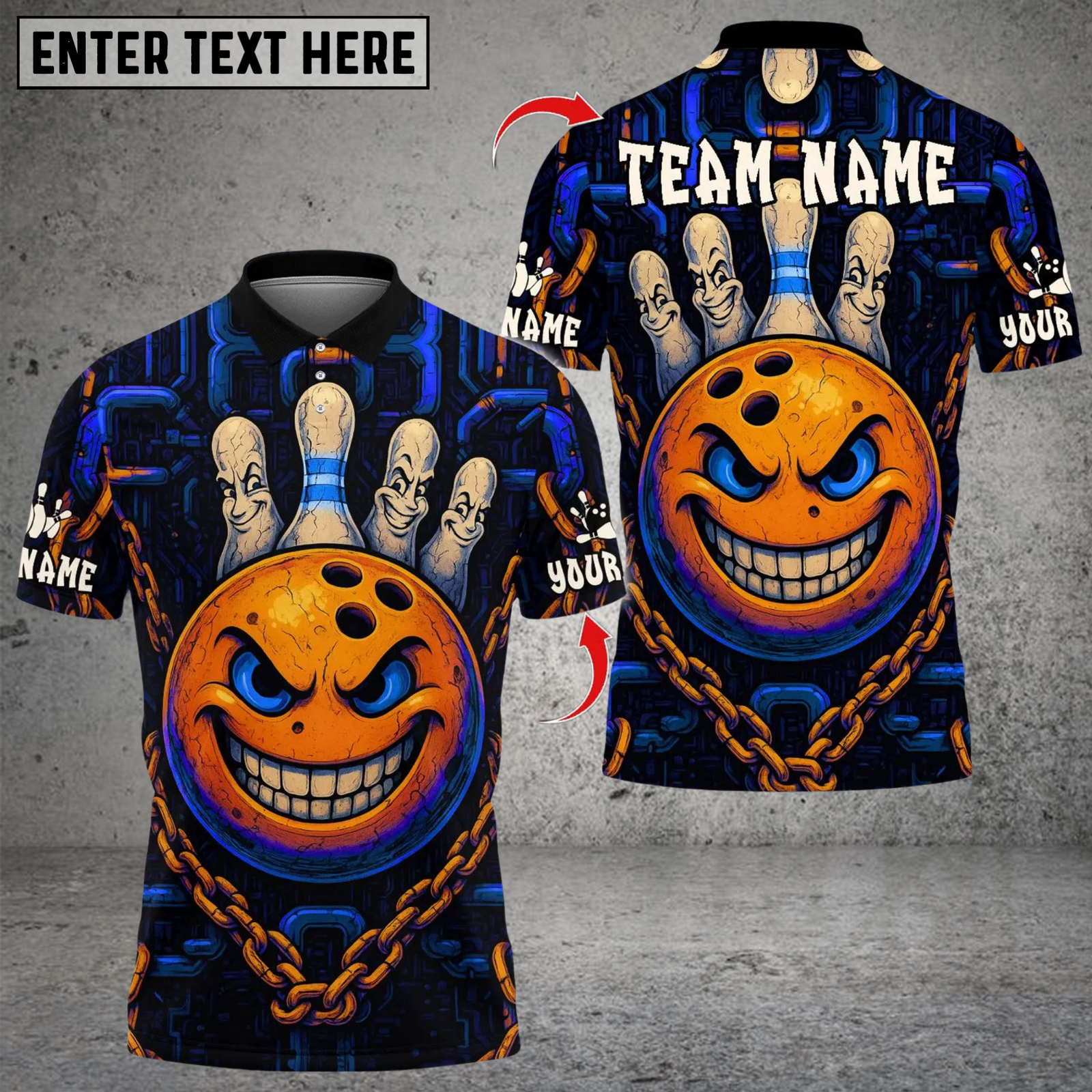 Blisscorners Bowling Angry Mad Bowl Multicolor Customized Name, Team Name 3D Shirts